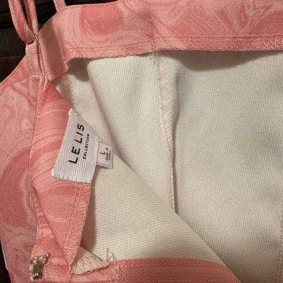 Le Lis Pink Swirl Boned Corset Crop Top W Zipper Back Women’s Size L NWT - Picture 7 of 7